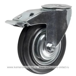 Поворотное стальное колесо под болт с тормозом SChb 80